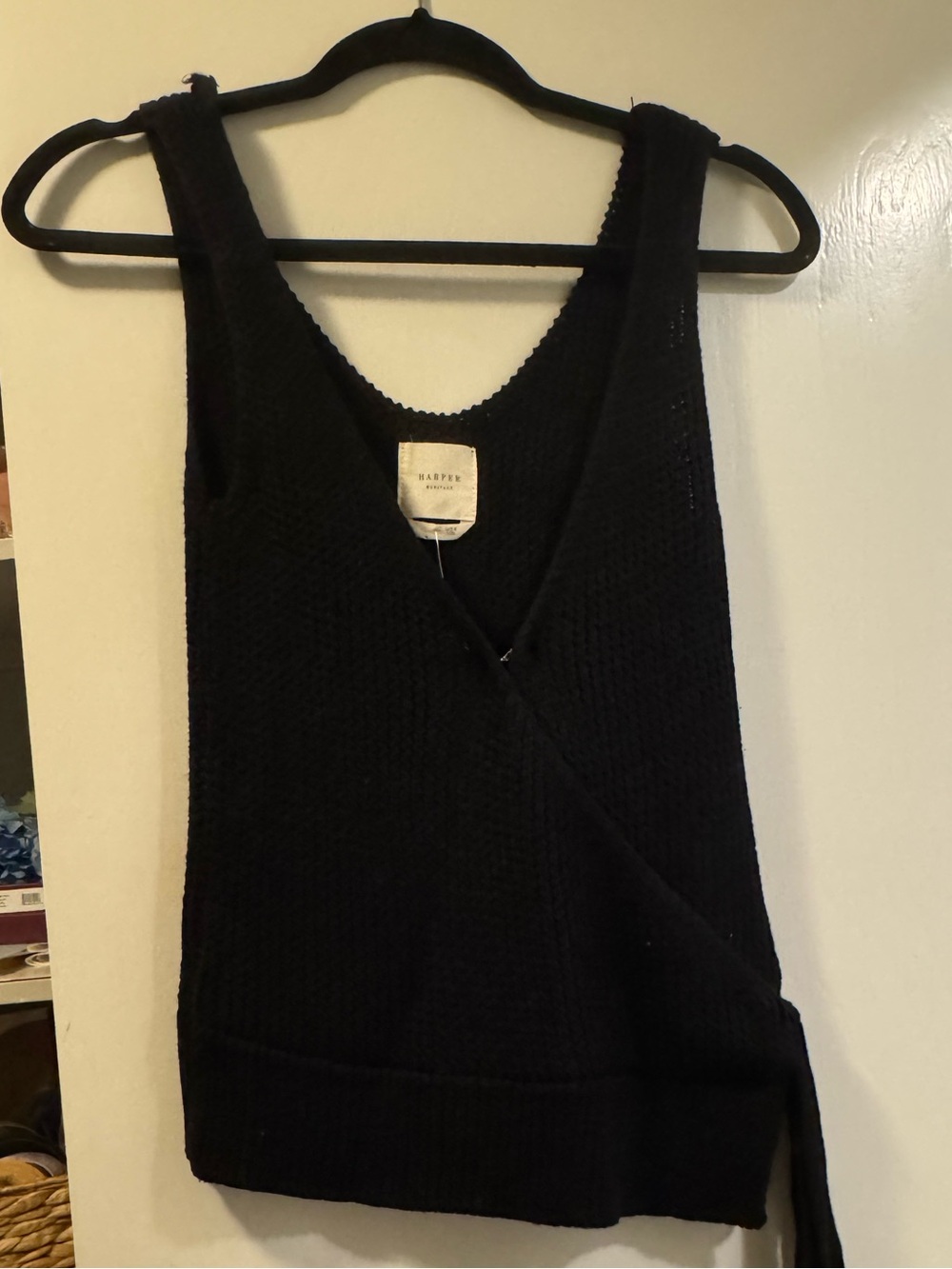 Harper Black Knit Wrap Tank